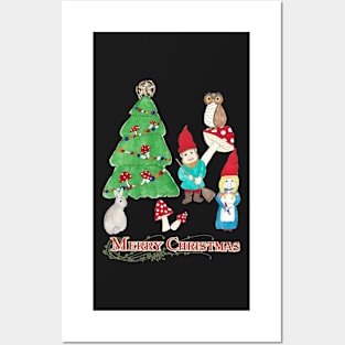 Gnome Merry Christmas Vintage Retro Holiday Design Posters and Art